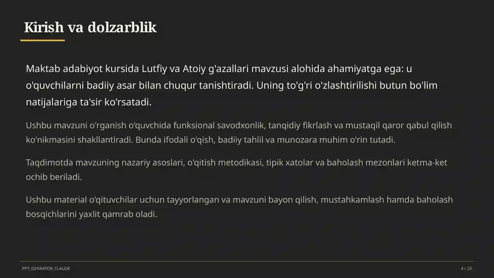 Lutfiy va Atoiy g'azallari (10-sinf) 4