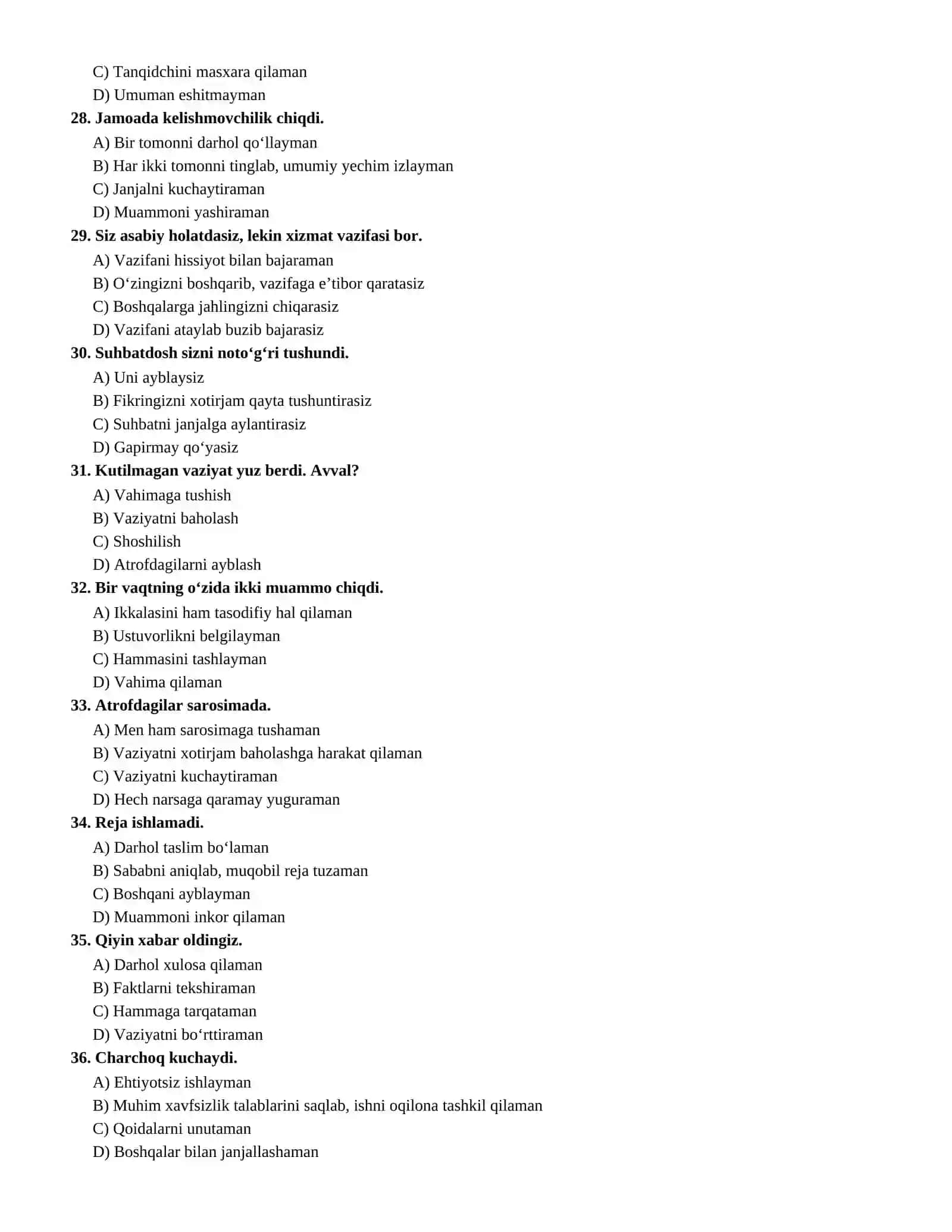 Ichki Ishlarga Kiruvchilar Uchun 100 ta Psixologik Test va Javoblar 4