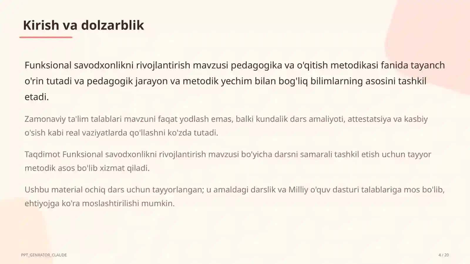 Funksional savodxonlikni rivojlantirish 4
