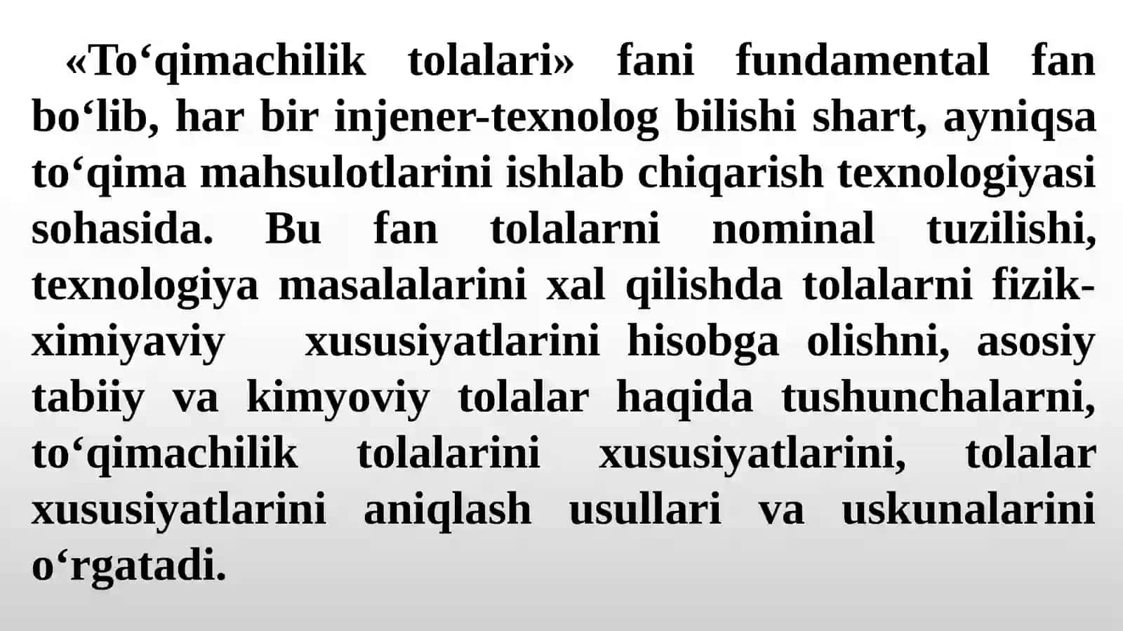 TO’QIMACHILIK MATERIALSHUNOSLIGI”FANININGAKIRISH.TO’QIMACHILIKMATERIALSHUNOSLIGI FANINING RIVOJLANISHI VA AHAMIYATI 4