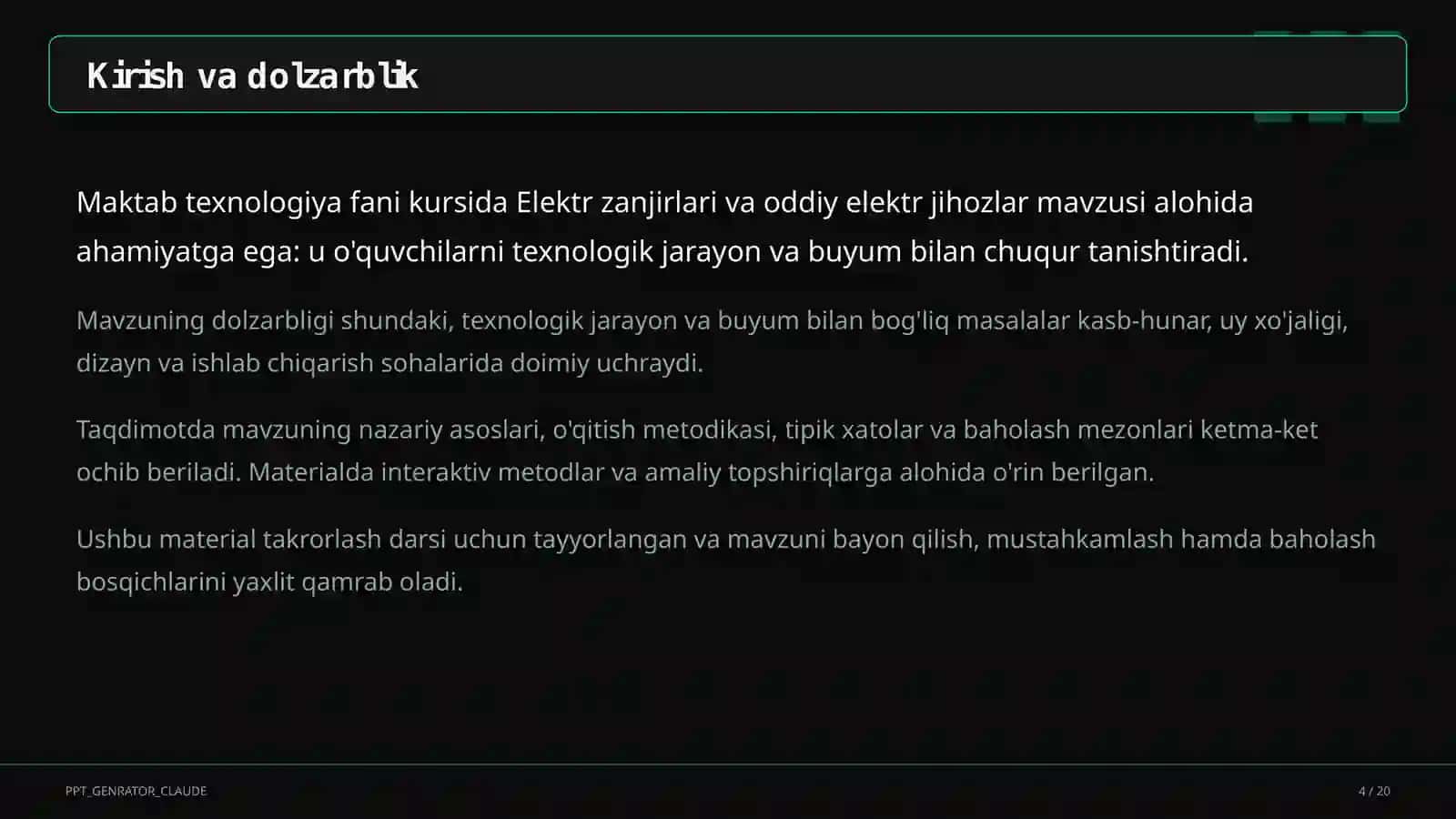 Elektr zanjirlari va oddiy elektr jihozlar (7-sinf) 4