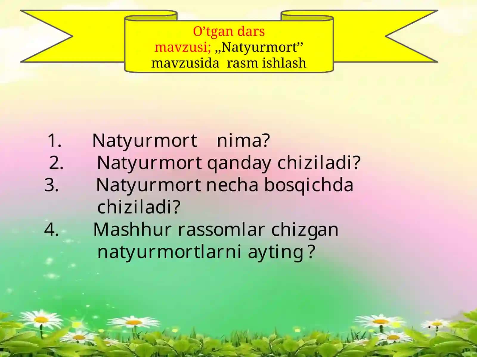 3-sinf Tasviriy sanat Yoz - o'tmoqda soz mavzuda kompozitsiya ishlash taqdimot 4