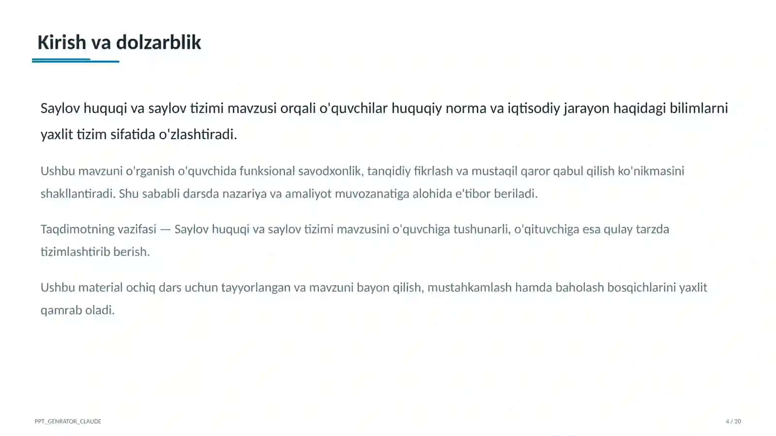 Saylov huquqi va saylov tizimi (10-sinf) 4