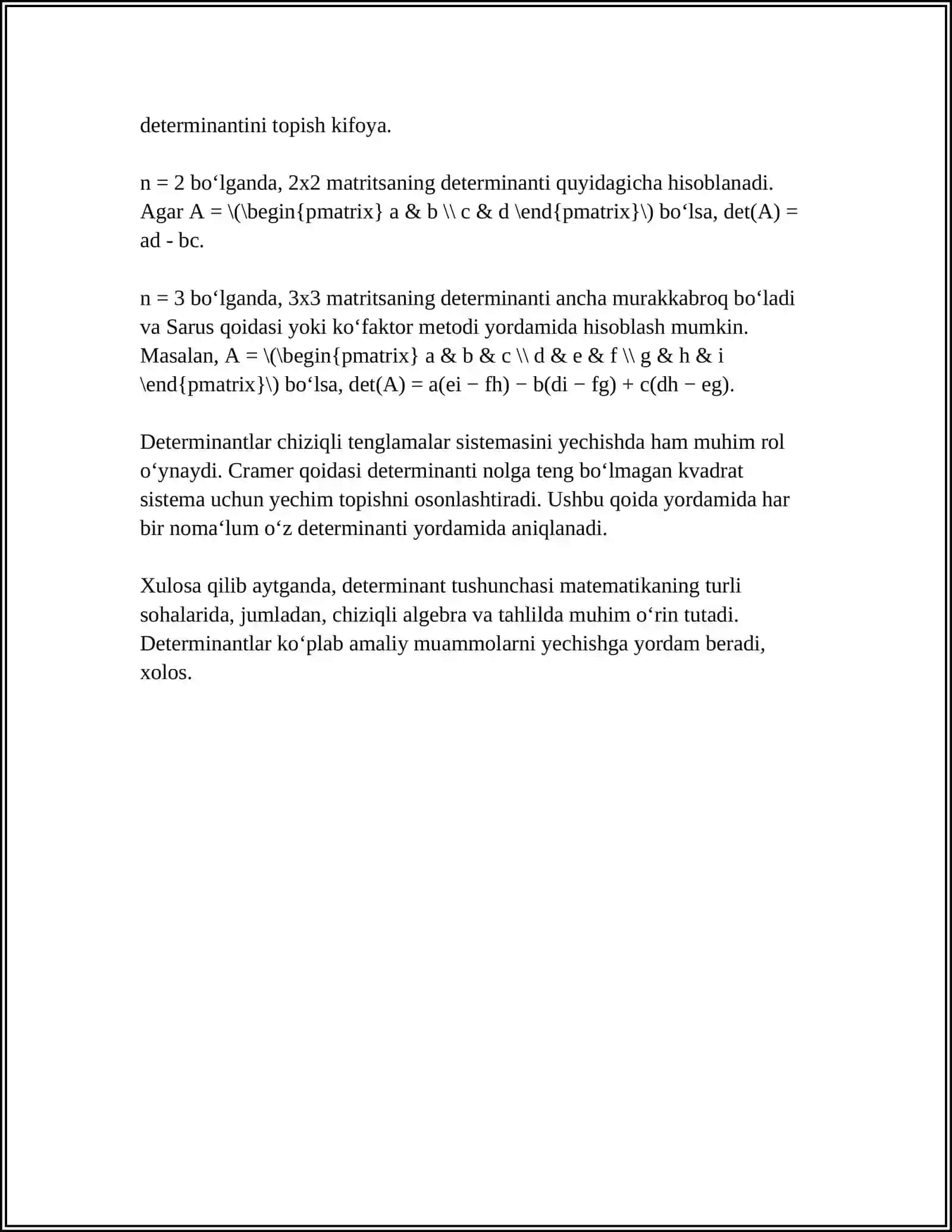 DETERMINANTLARNI HISOBLASH 4