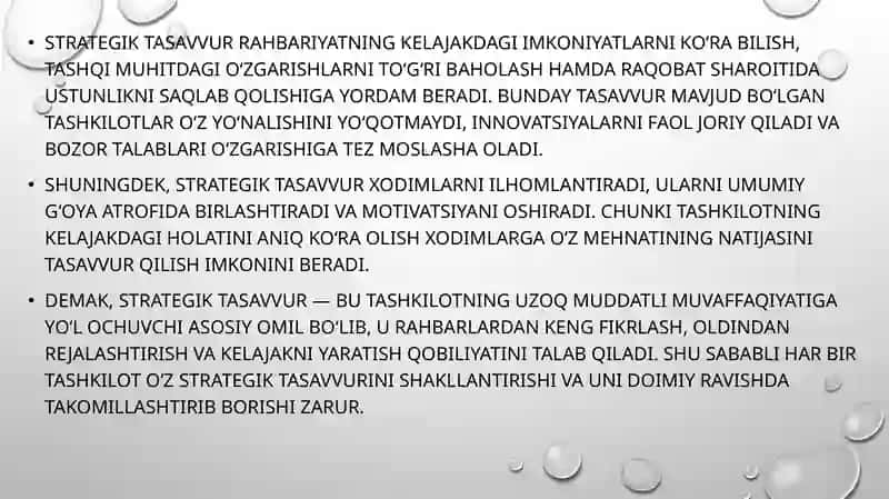 Strategik tasavvurni va missiyani takomillashtirish 4