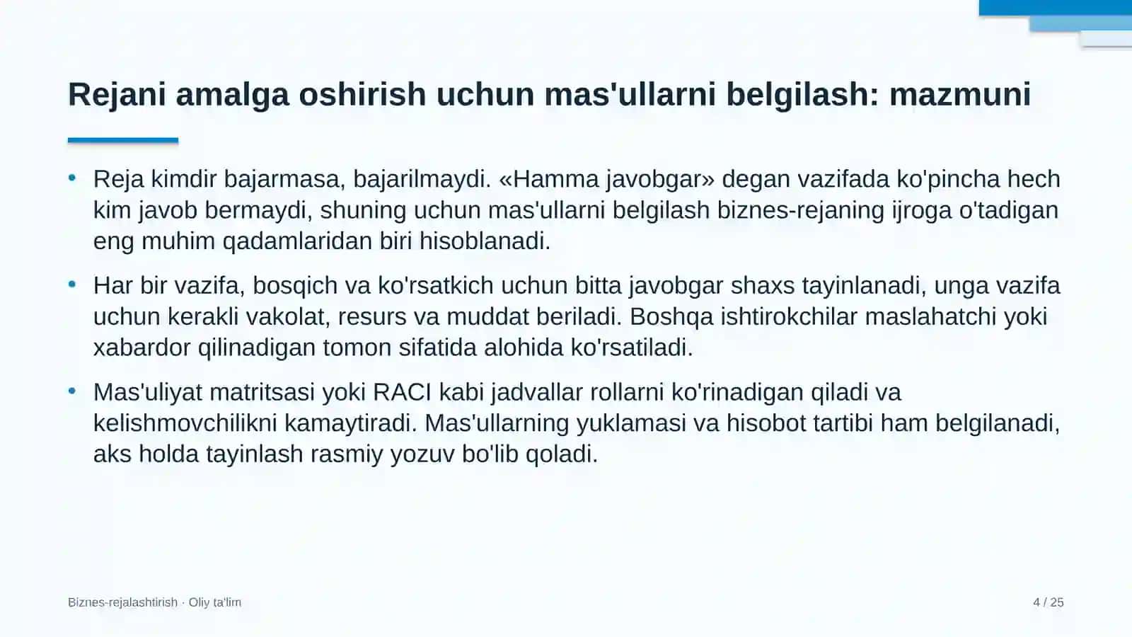 Bolalar-o'smirlar sport maktablarida rejani amalga oshirish uchun mas'ullarni belgilash 4