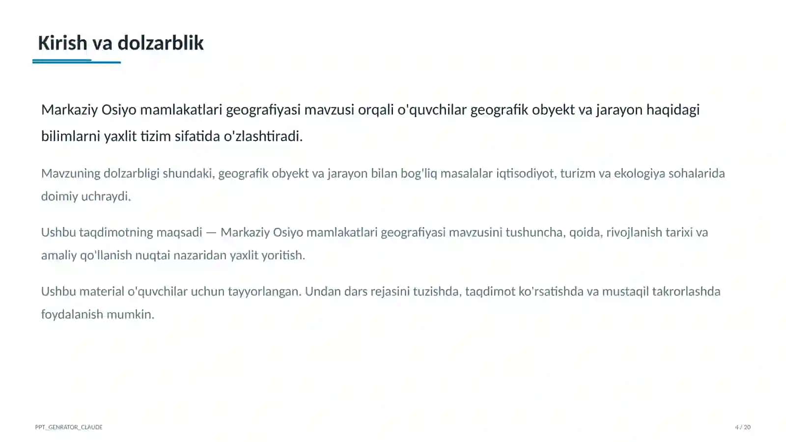 Markaziy Osiyo mamlakatlari geografiyasi (11-sinf) 4