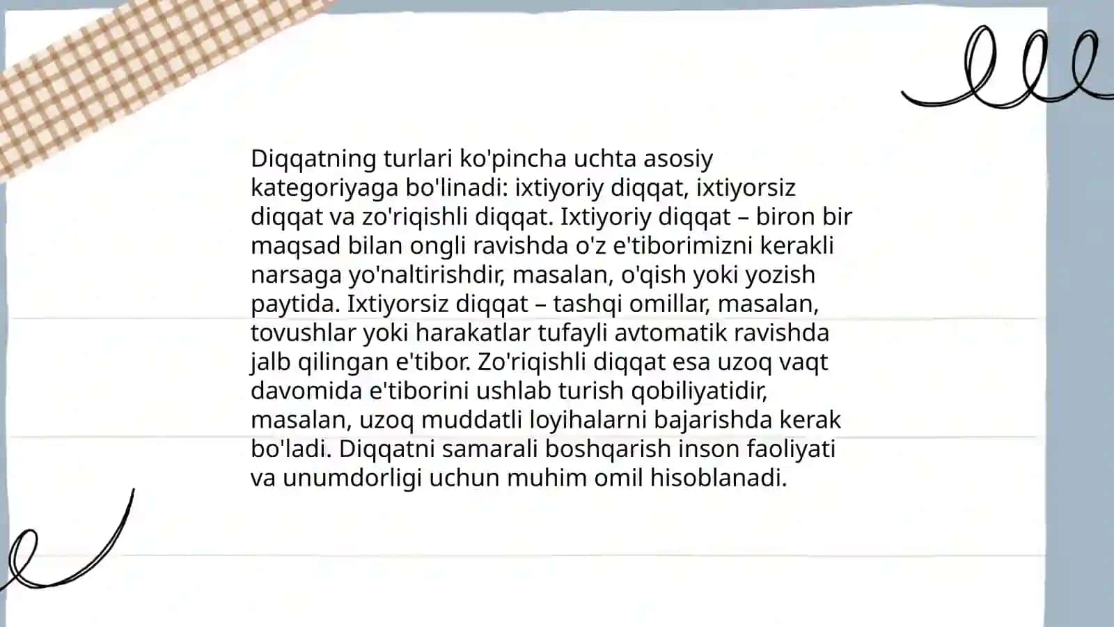 Diqqatning funksiyalari, turlari, asosiy xususiyatlari 4