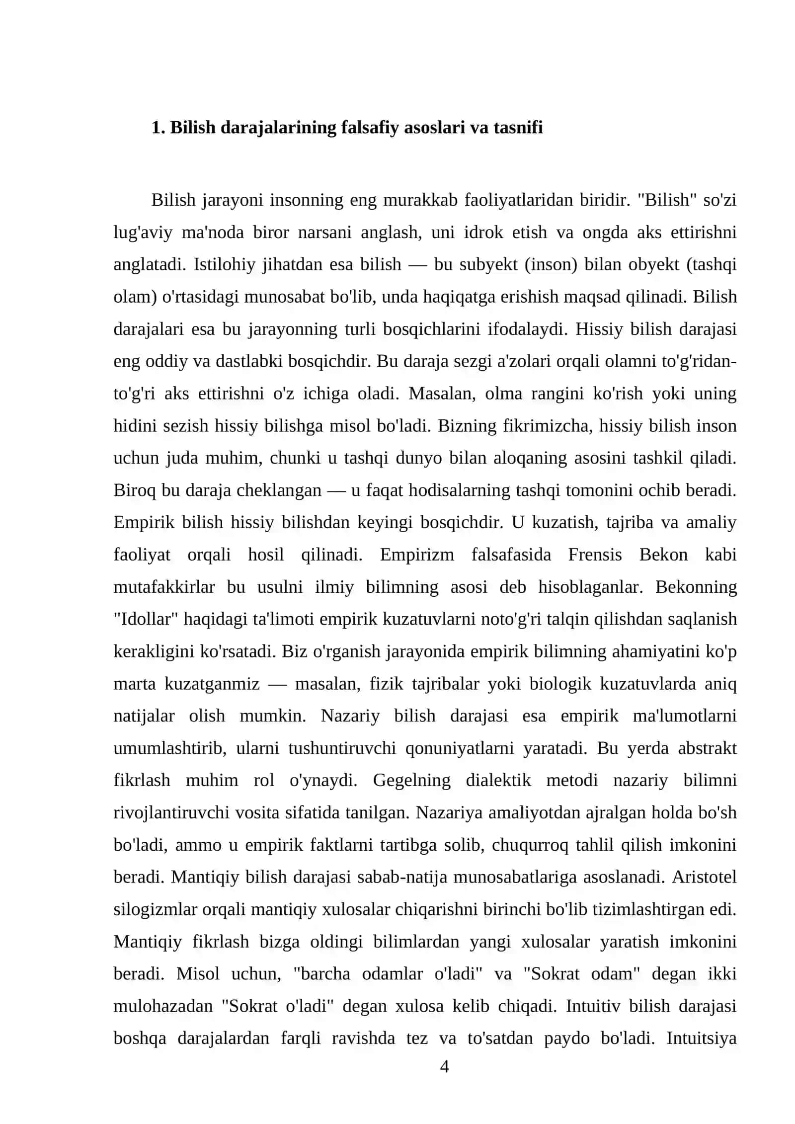 Hissiy, empirik, nazariy, mantiqiy va intuitiv bilish darajalari 4