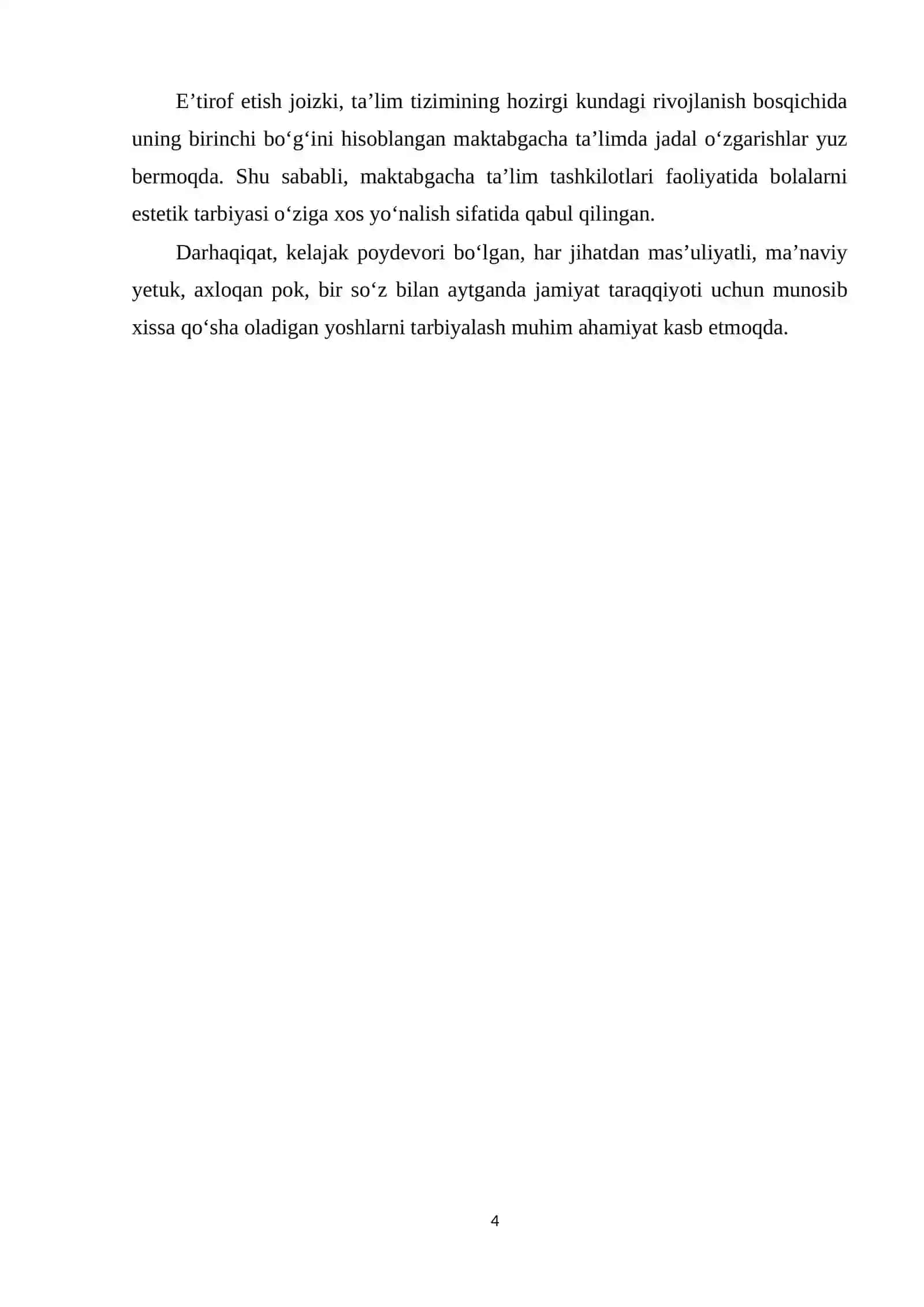 MAKTABGACHA TA’LIM YOSHIDAGI BOLALARNI ESTETIK RIVOJLANISHIDAGI O’ZIGA XOSLIKLAR 4