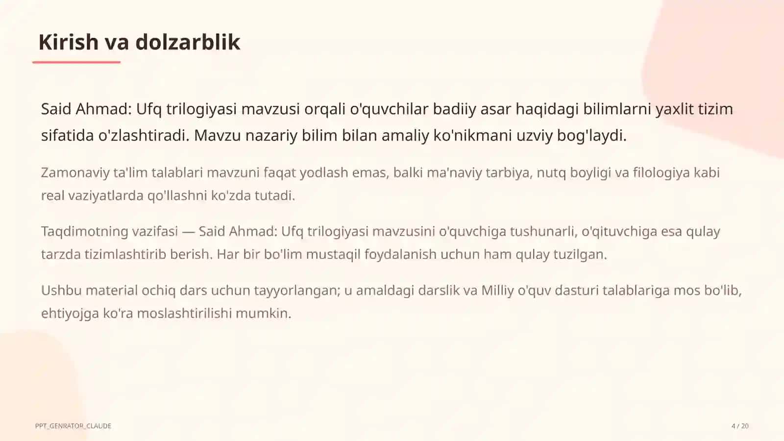 Said Ahmad: Ufq trilogiyasi (11-sinf) 4