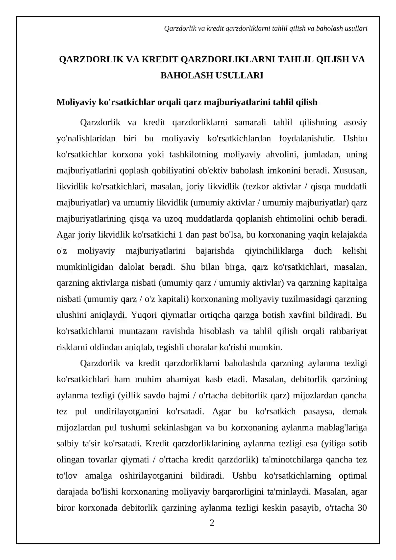 Debitorlik va kreditorlik qarzlarni kamaytirish bo'yicha tegishli boshqaruv qarorlarini qabul qilish mexanizmlari 4
