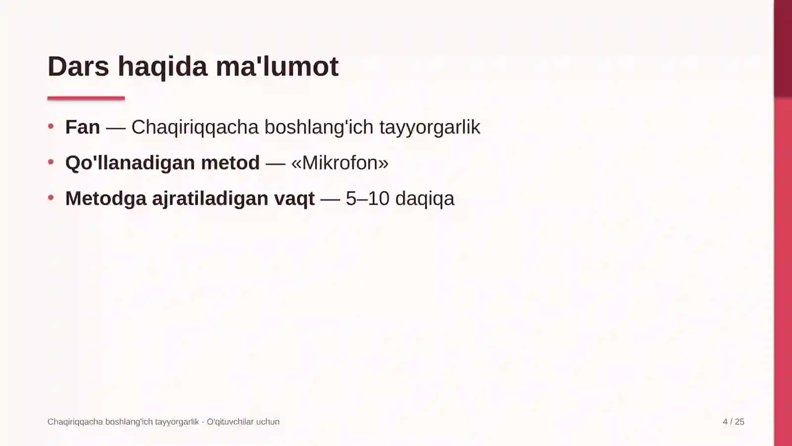 chaqiriqqacha boshlang'ich tayyorgarlik darslarida mikrofon metodidan foydalanish 9460 4