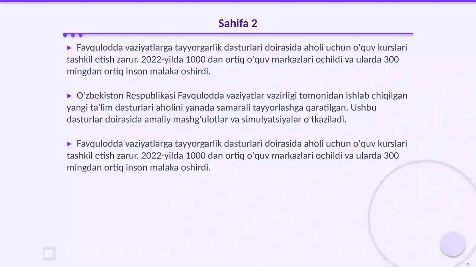 Aholini favqulodda vaziyatlarga mustaqil tayyorlash shakllari va usullari 4