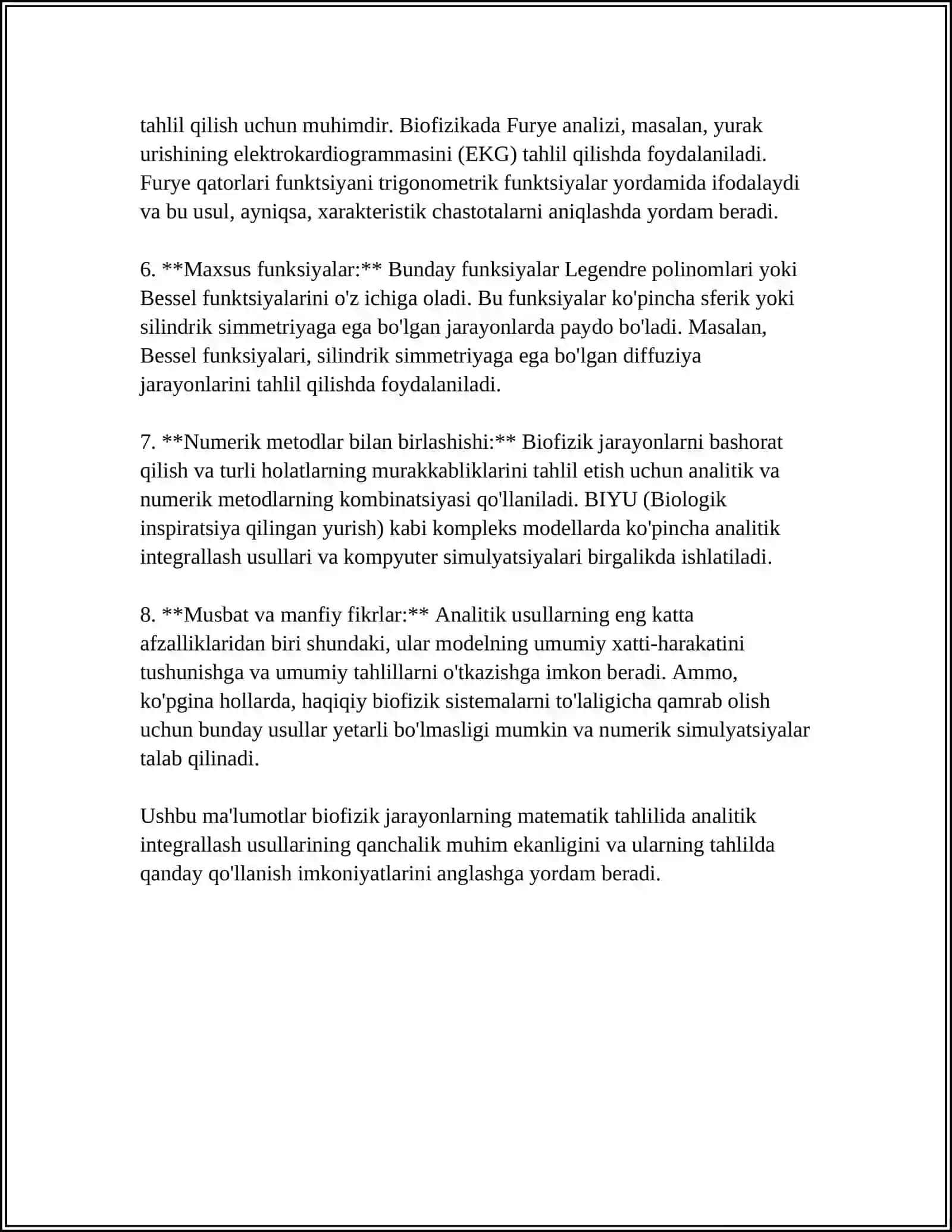 BIOLOGIK JARAYONLAMI MODELLASHTIRISHDA INTEGRAL HISOB TATBIGLARI 4