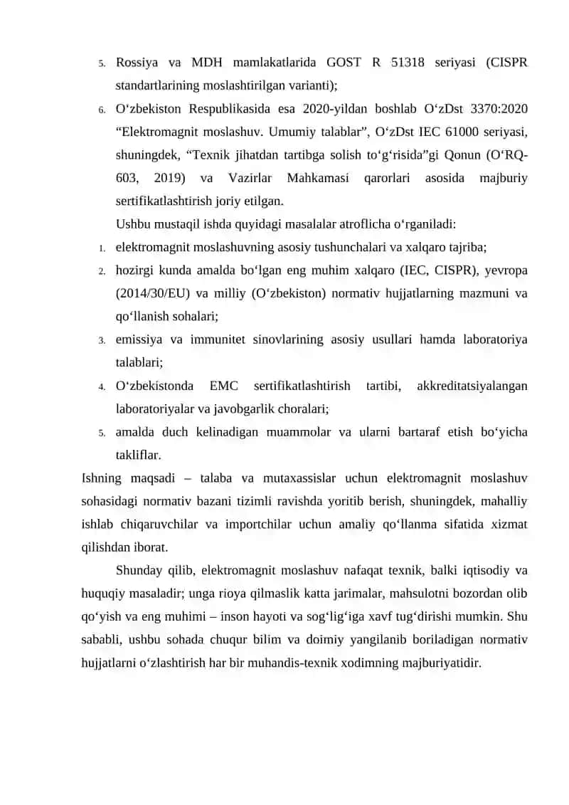 Elektromagnit moslashuv bo‘yicha normativ hujjatlari bilan tanishtirish 4