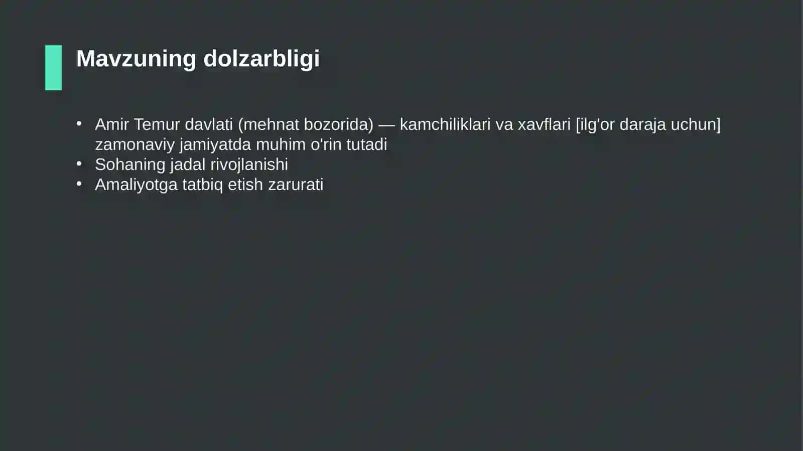 Amir Temur davlati (mehnat bozorida) — kamchiliklari va xavflari [ilg'or daraja uchun] 4