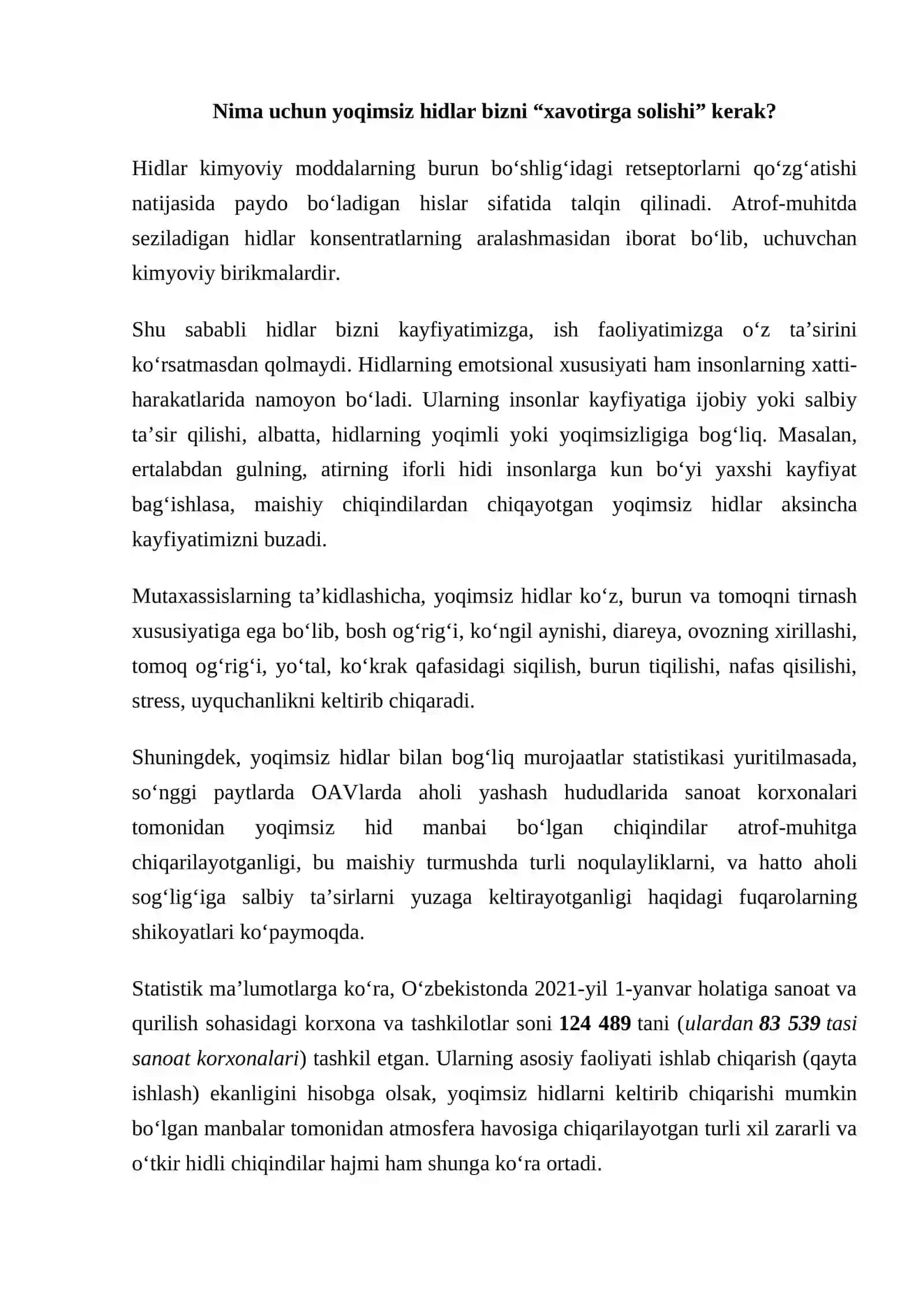 atmosfera shovqin bilan ifloslanganlik darajasini aniqlash haqida maʼlumotlar 4