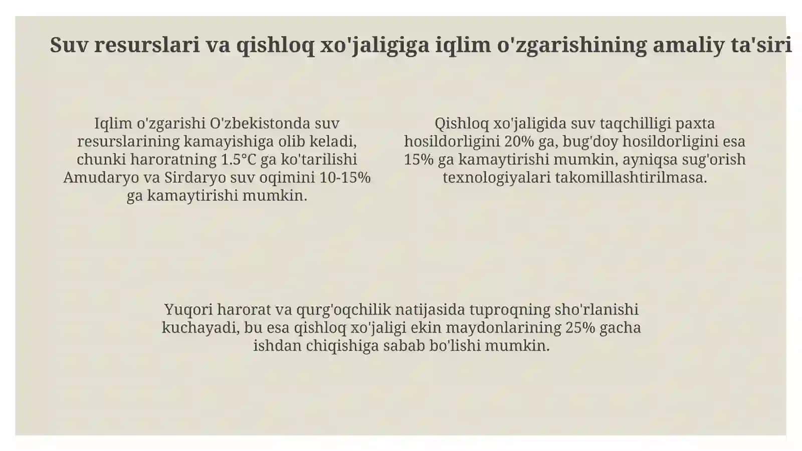 O'zbekistonda iqlim o'zgarishining ta'siri 4