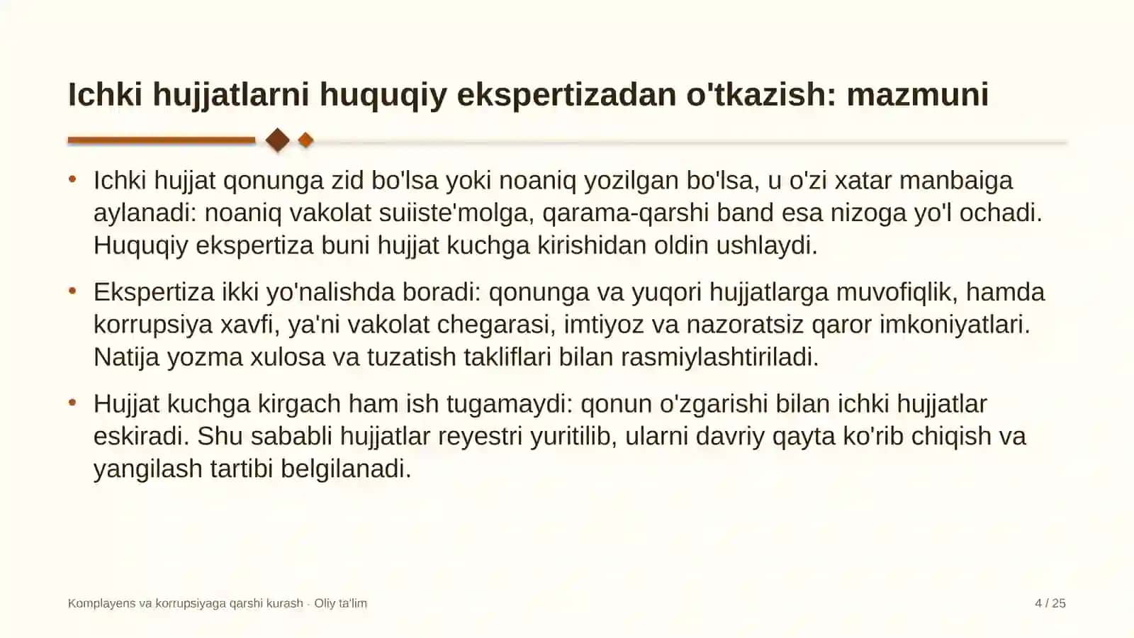 Yer osti gaz omborlarida ichki me'yoriy hujjatlarni huquqiy ekspertizadan o'tkazish 4