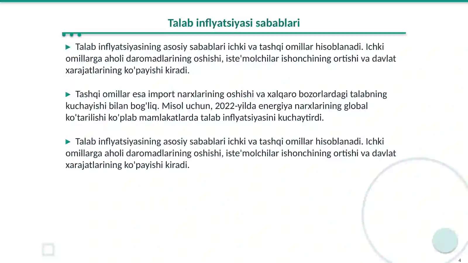 Talab va Taklif Inflatatsiyasining Farqlari 4