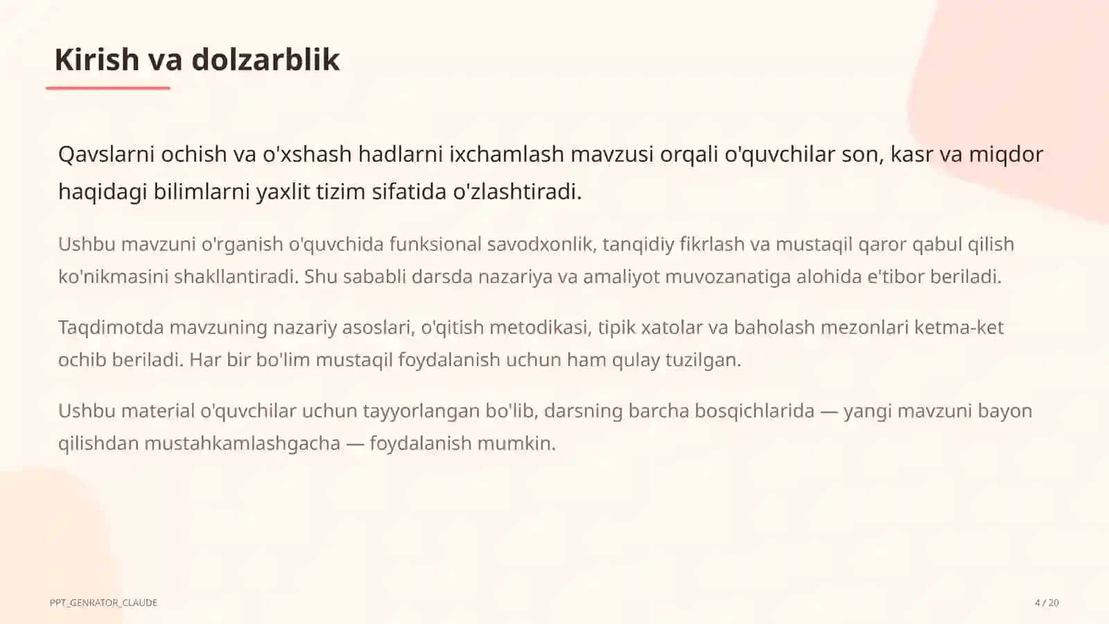 Qavslarni ochish va o'xshash hadlarni ixchamlash (6-sinf) 4