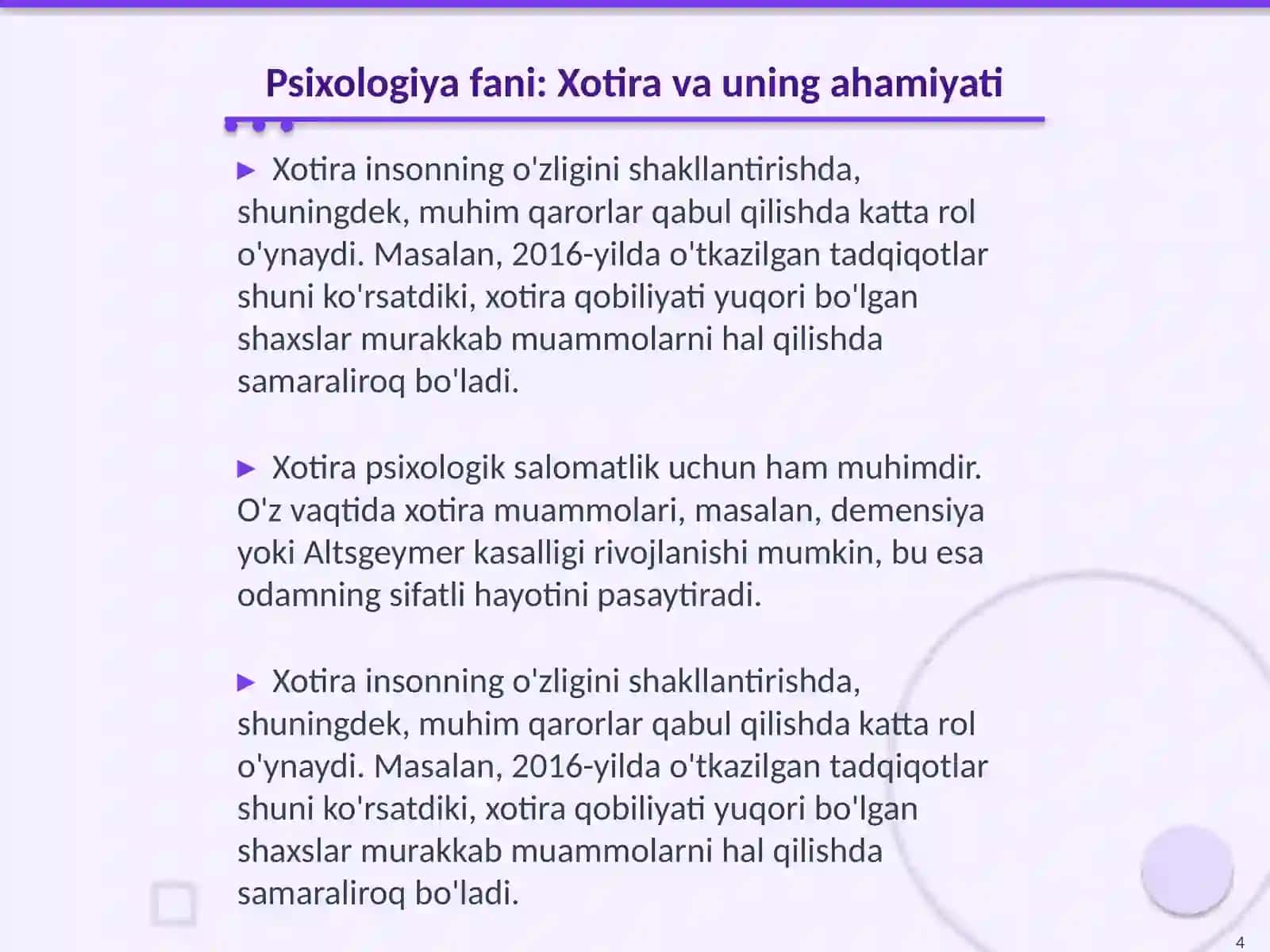 Psixologiya fani: Xotira 4