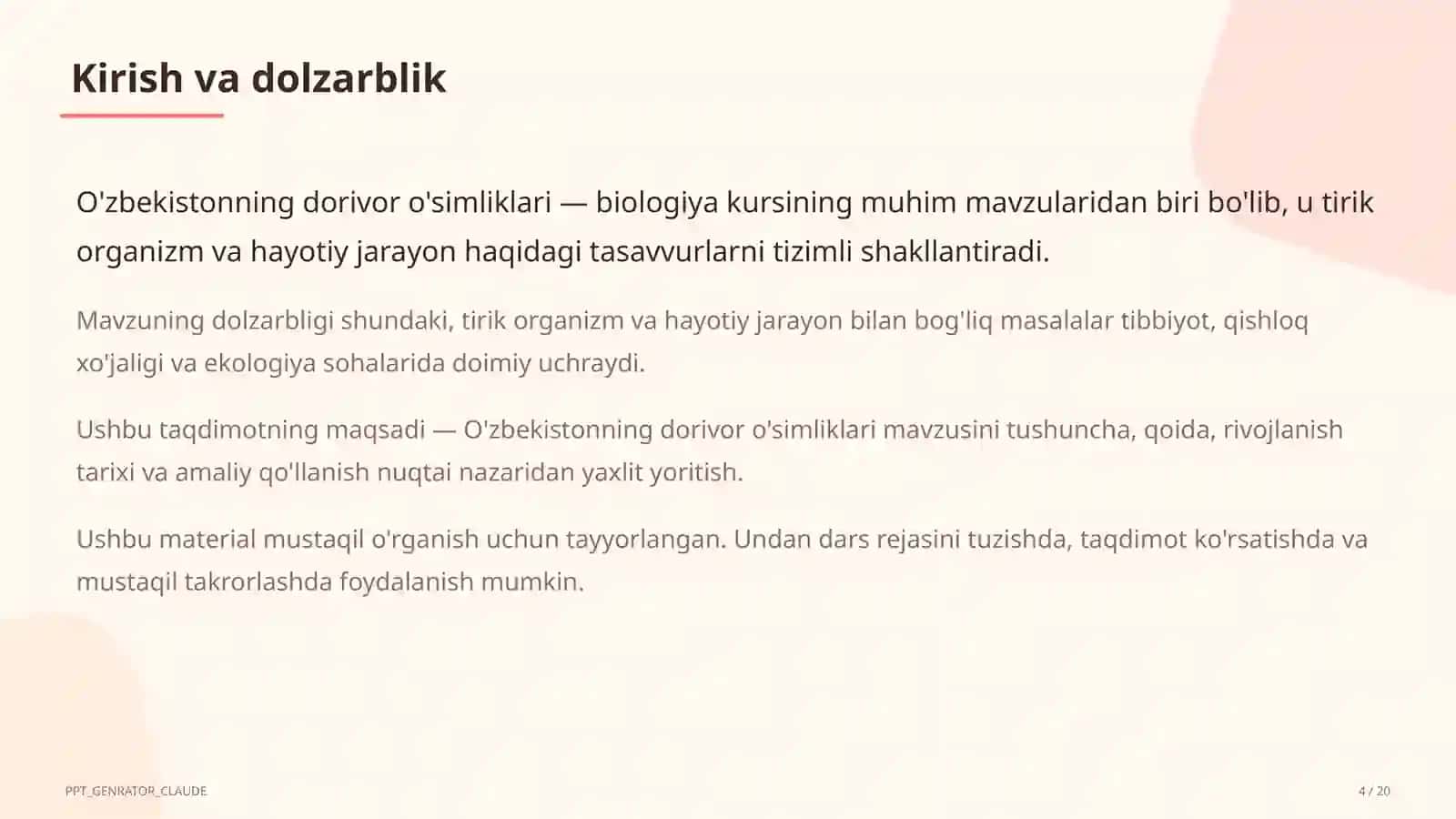 O'zbekistonning dorivor o'simliklari (6-sinf) 4