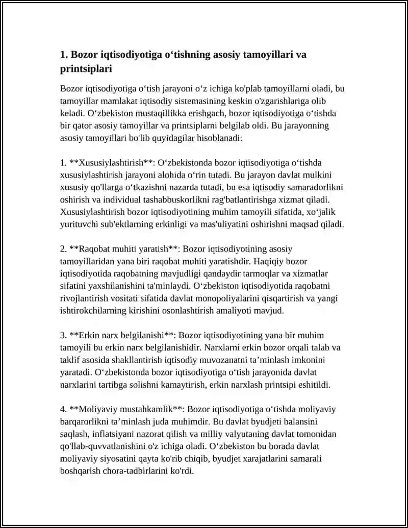O‘ZBEKISTONDA BOZOR IQTISODIYOTIGA O‘TISHNING TAMOYILLARI VA XUSUSIYATLARI 4