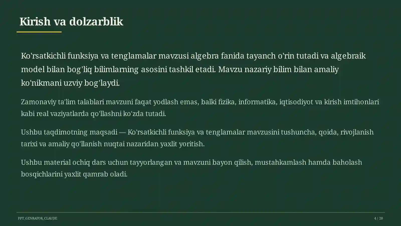 Ko'rsatkichli funksiya va tenglamalar (10-sinf) 4