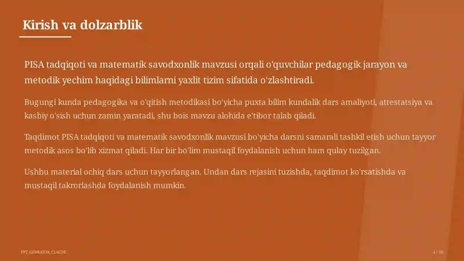 PISA tadqiqoti va matematik savodxonlik 4