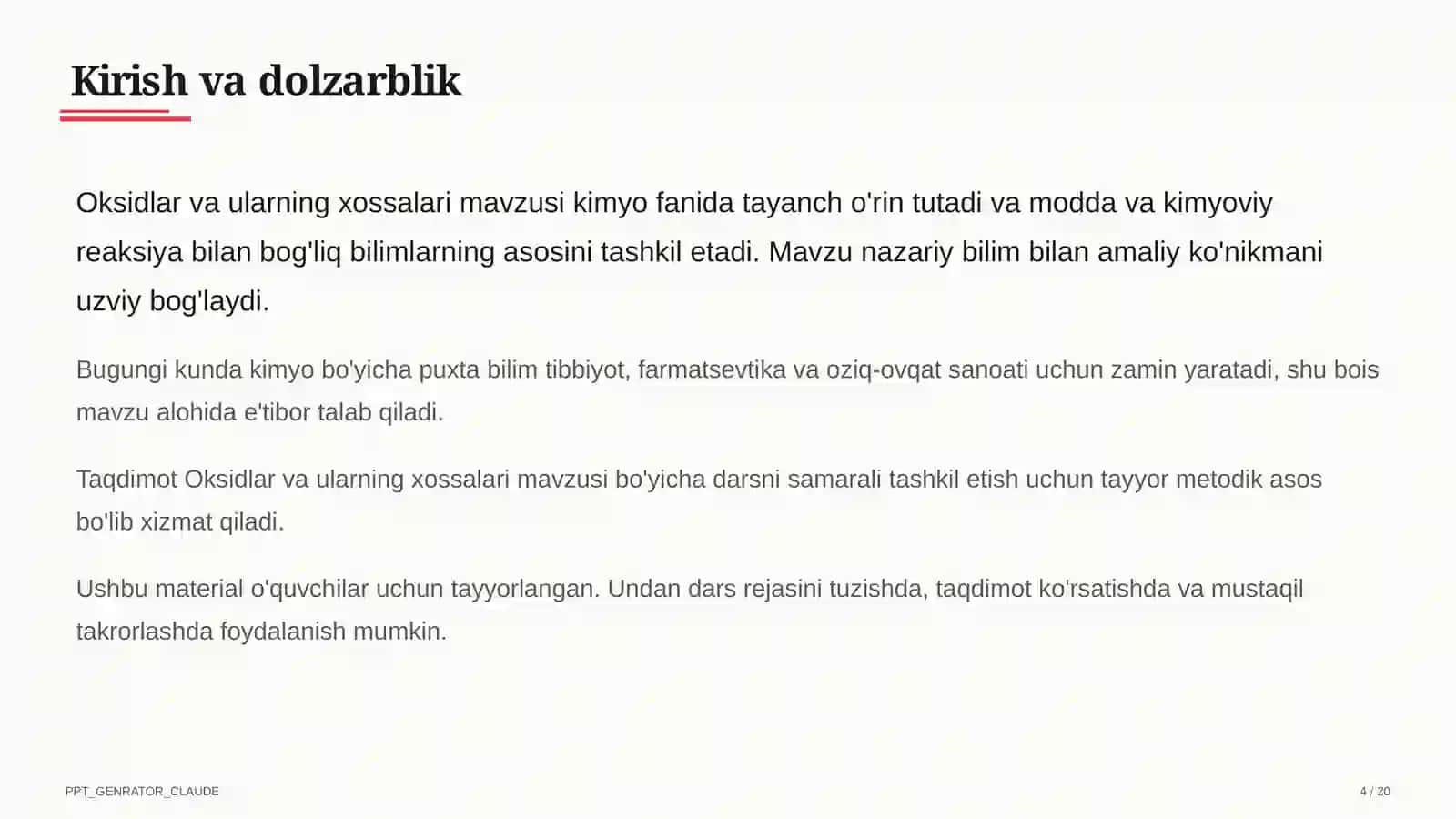 Oksidlar va ularning xossalari (8-sinf) 4