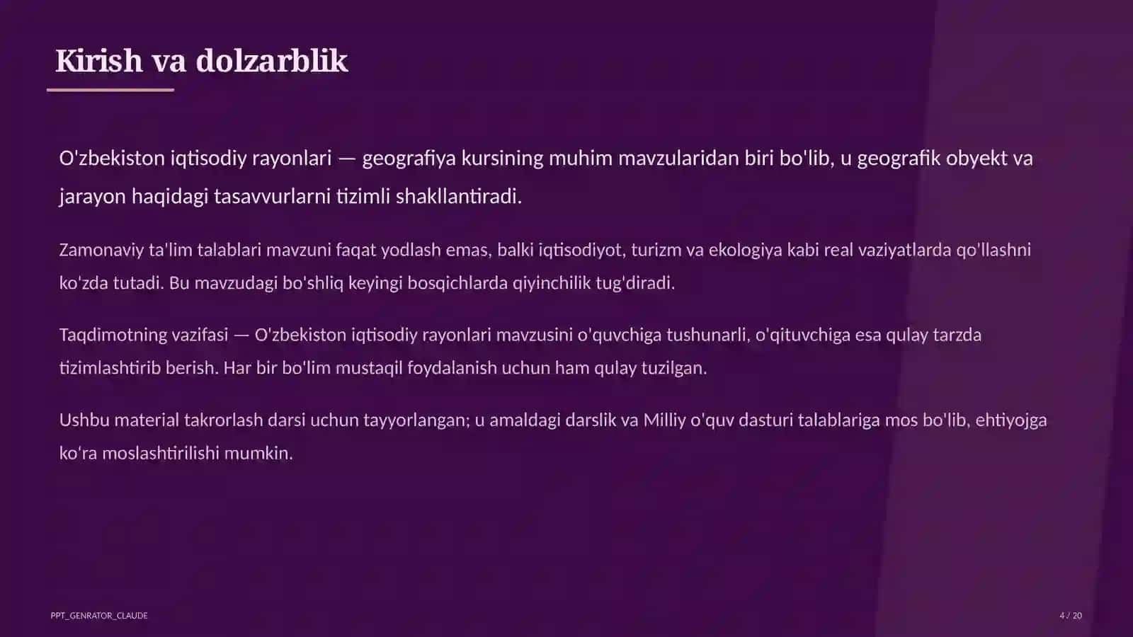 O'zbekiston iqtisodiy rayonlari (9-sinf) 4