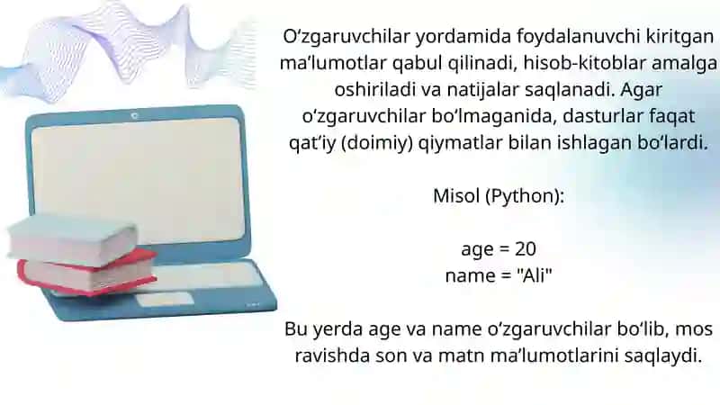 Dasturlashda o’zgaruvchilar va maʼlumot turlari 4