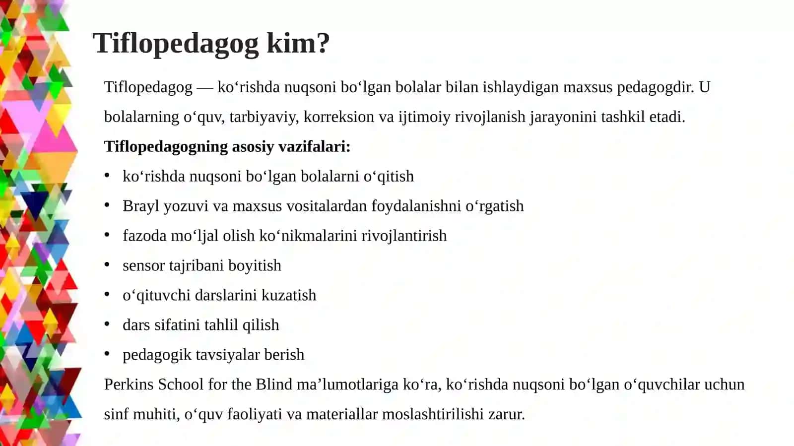 Tiflopedagog–o‘qituvchi darslarini kuzatish va tahlil qilish 4