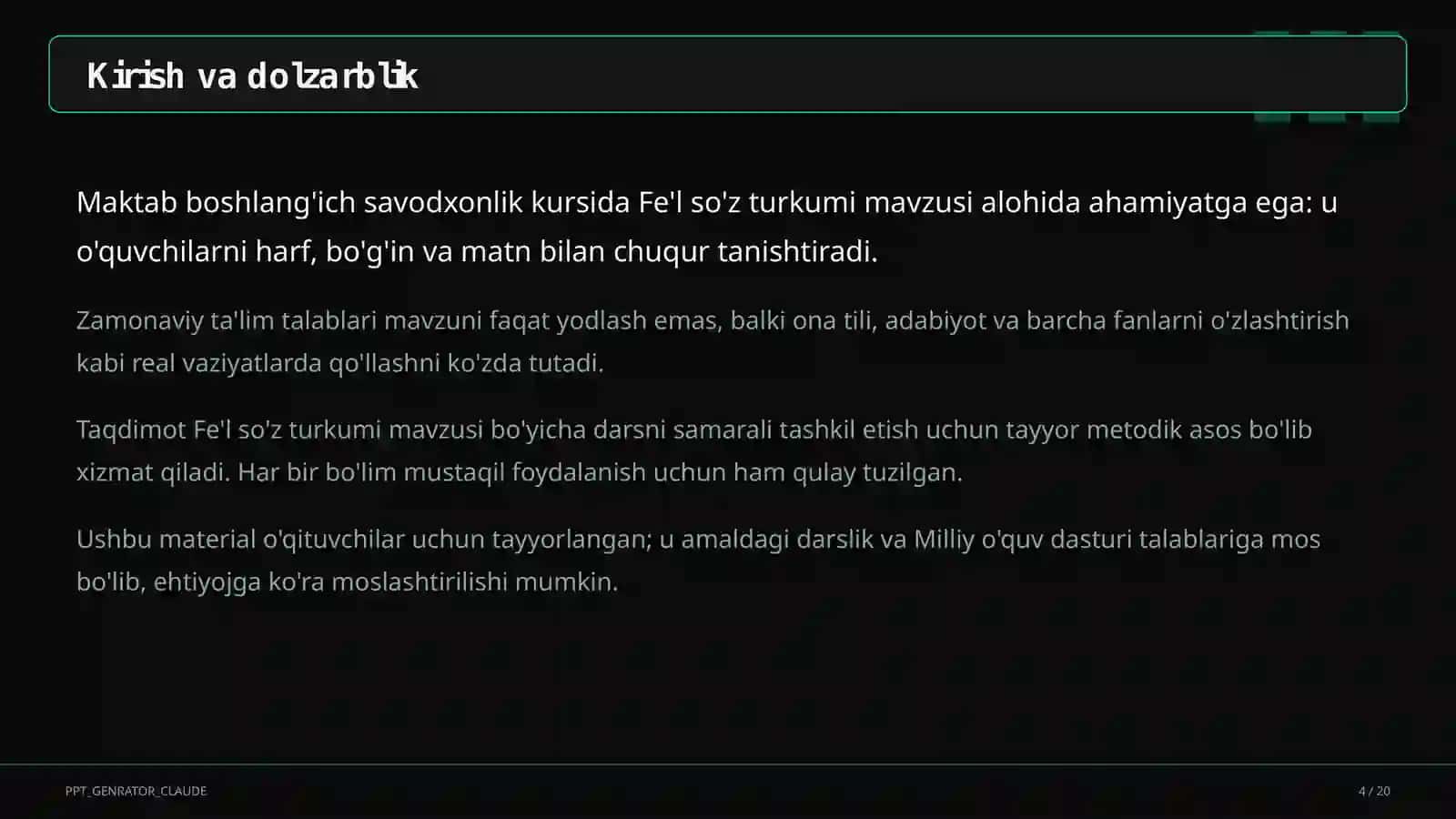 Fe'l so'z turkumi (3-sinf) 4