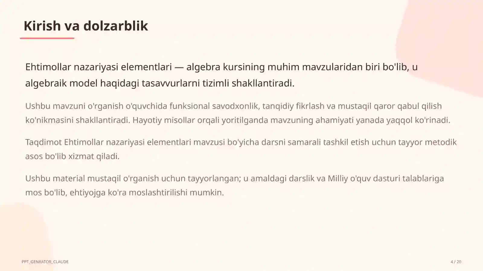 Ehtimollar nazariyasi elementlari (9-sinf) 4