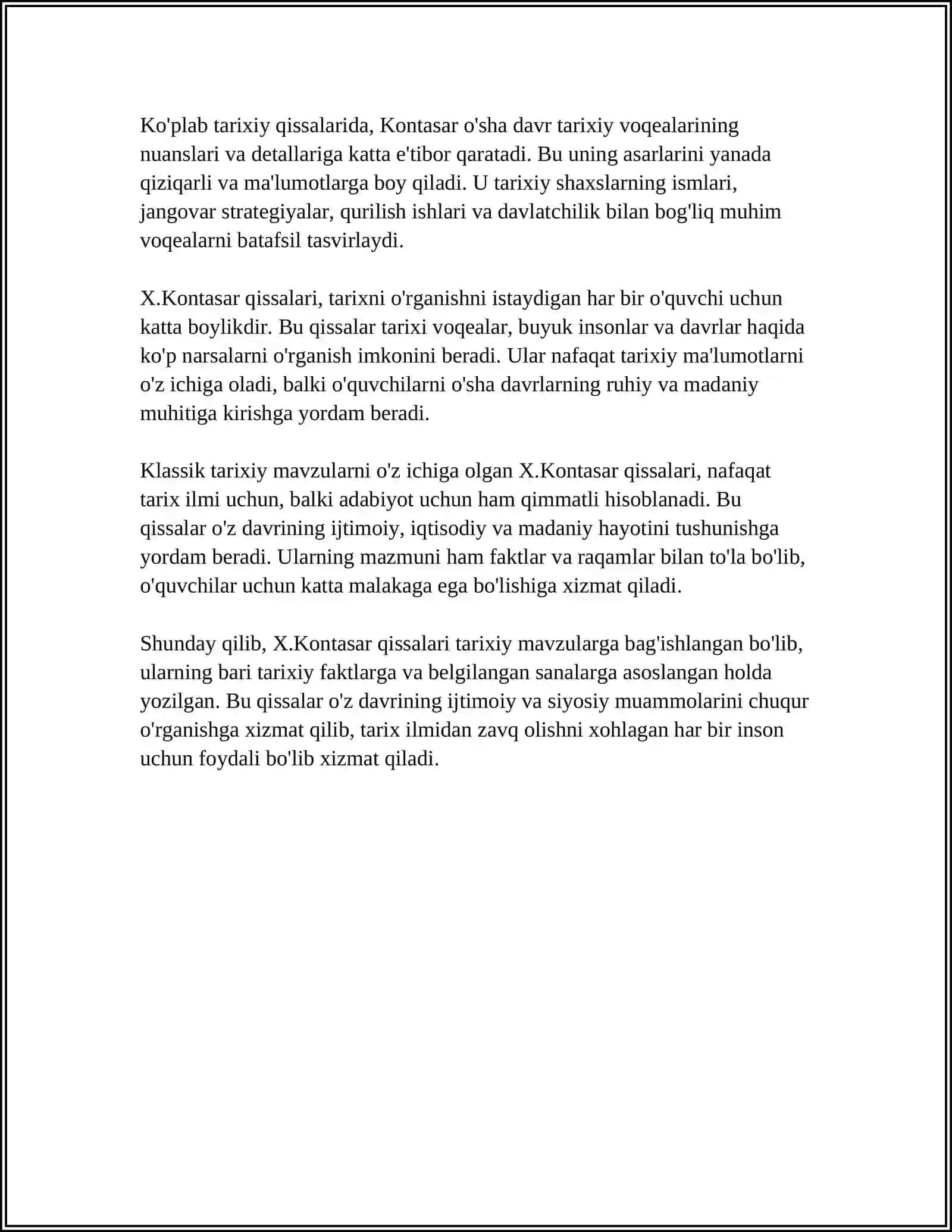 X.KONTASAR QISSALARI 4