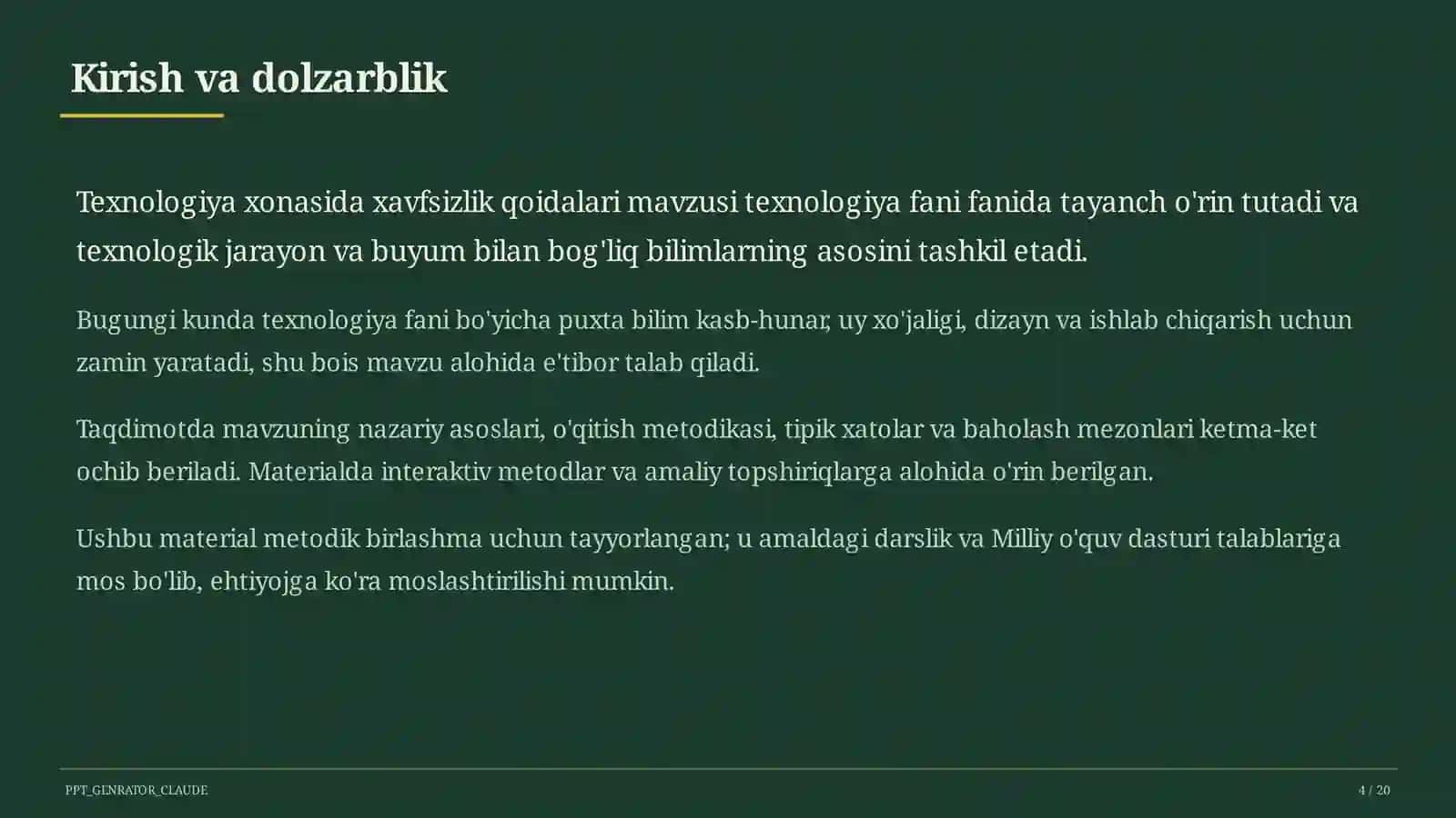 Texnologiya xonasida xavfsizlik qoidalari (5-sinf) 4