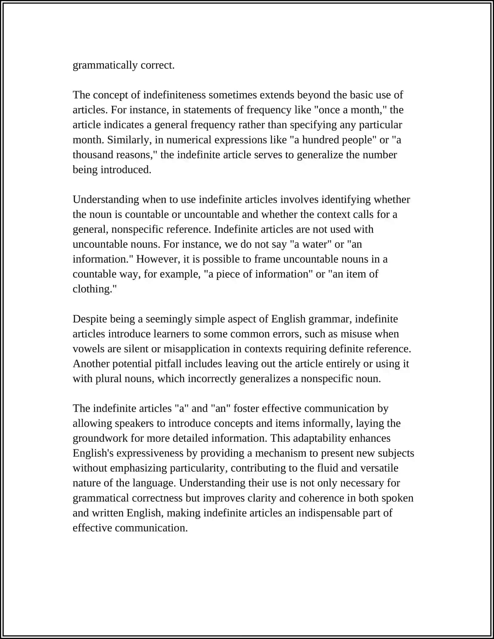 INDEFINITE ARTICLES IN ENGLISH GRAMMAR 4