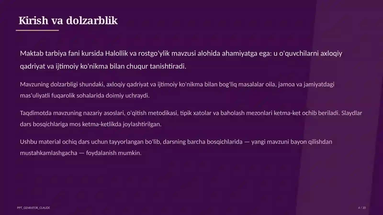 Halollik va rostgo'ylik (2-sinf) 4