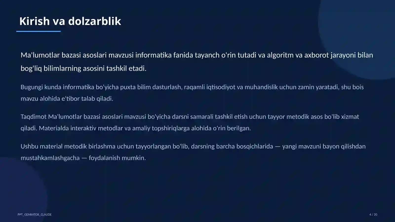 Ma'lumotlar bazasi asoslari (9-sinf) 4