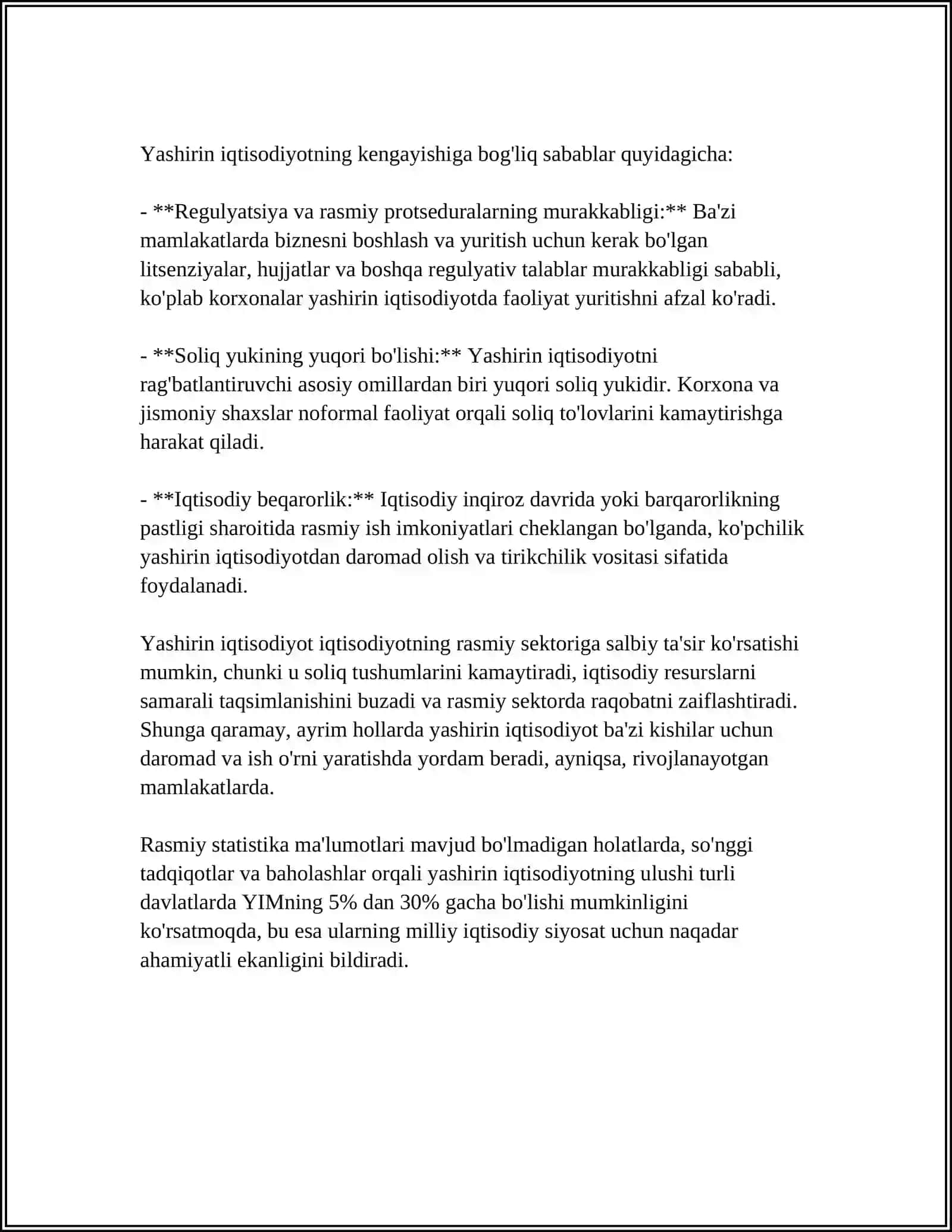 Yashirin iqtisodiyot va biznes sohasining undagi rivojlanishi 4