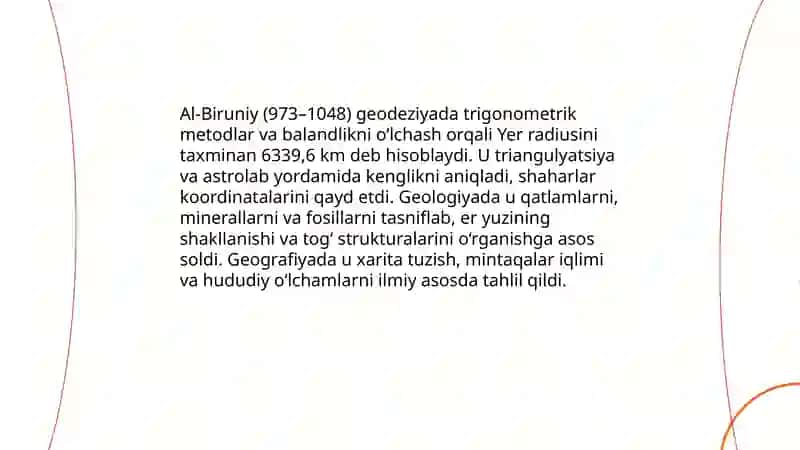 Oʻrta Osiyo allomalarining tabiiy fanlarning shakllanishi va rivojlanishiga qoʻshgan hissasi 4