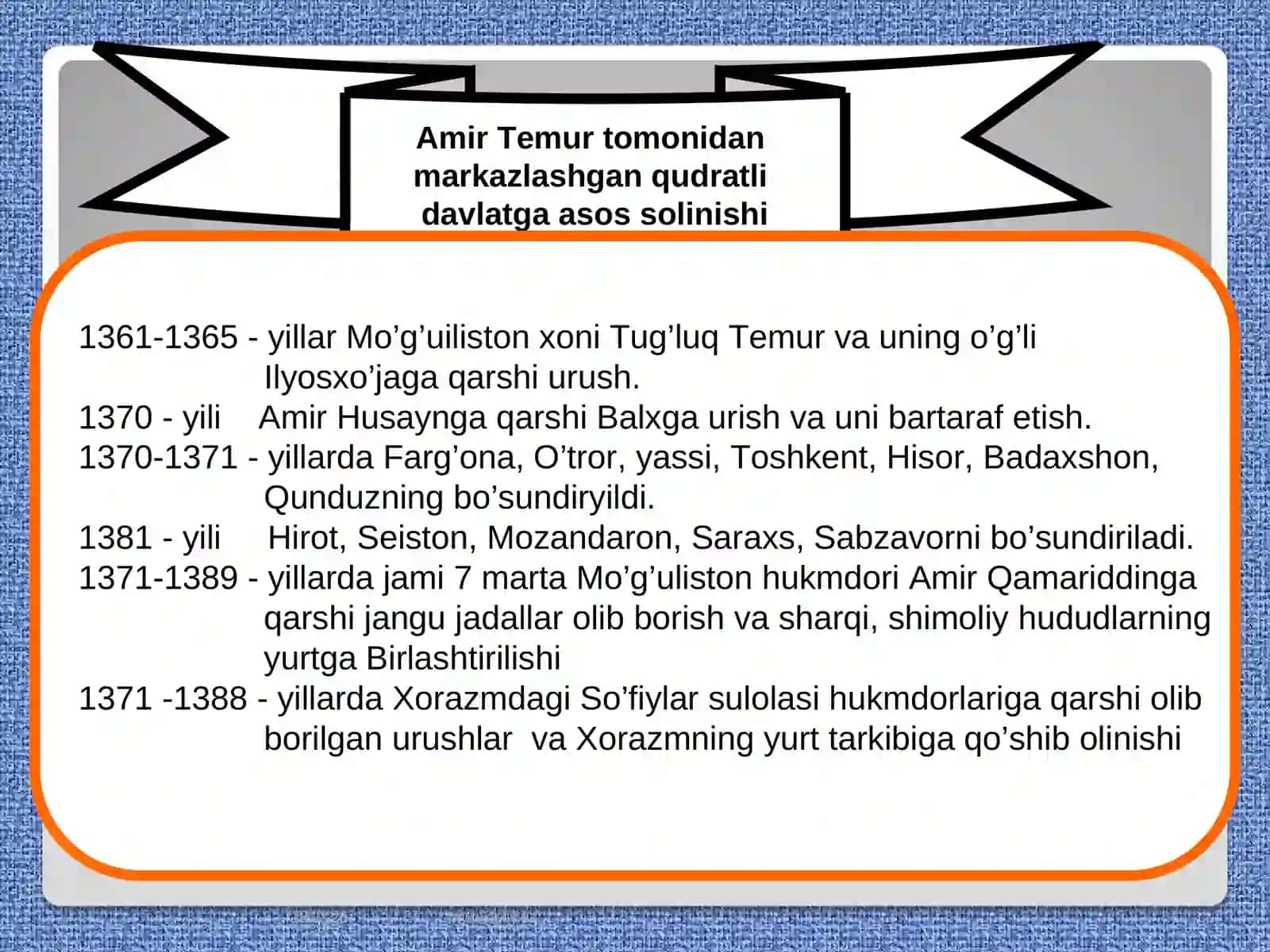 Amir Temur va temuriylar davridagi ijtimoiy-siyosiy va iqtisodiy hayot.«Temur tuzuklari» 4