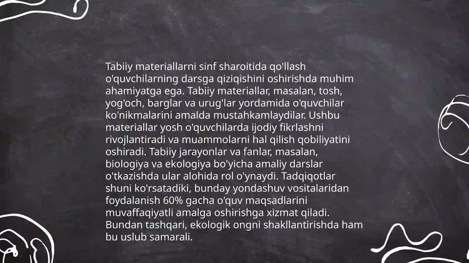 Tabiiy materiallar bilan ishlash darslarini tashkil etish metodikasi mavzusida taqdimot 4