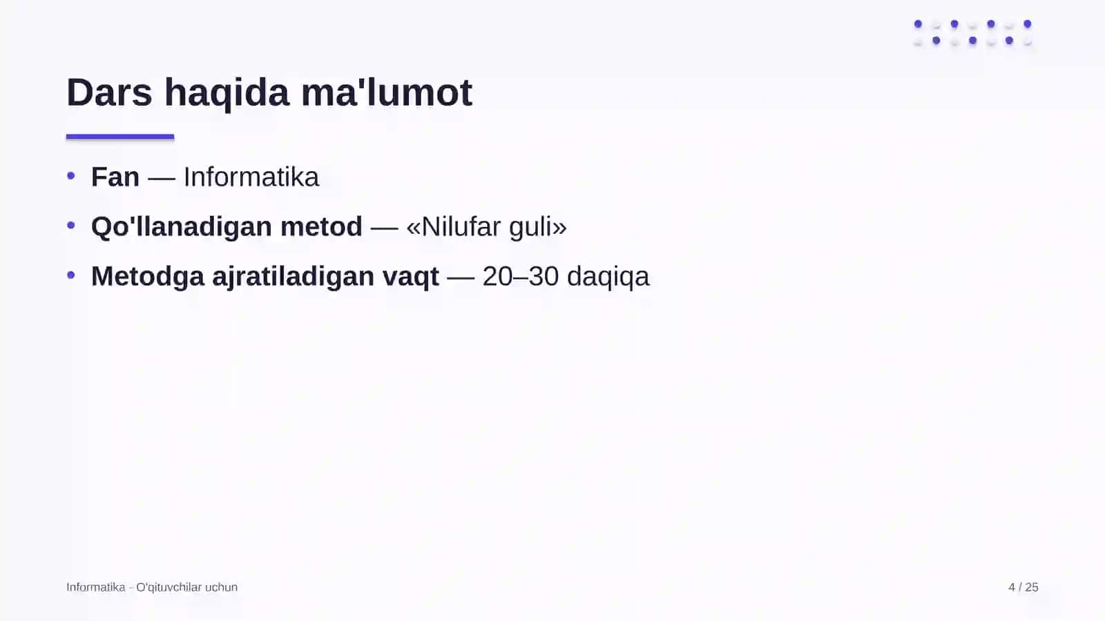 informatika darslarida nilufar guli metodidan foydalanish 6182 4