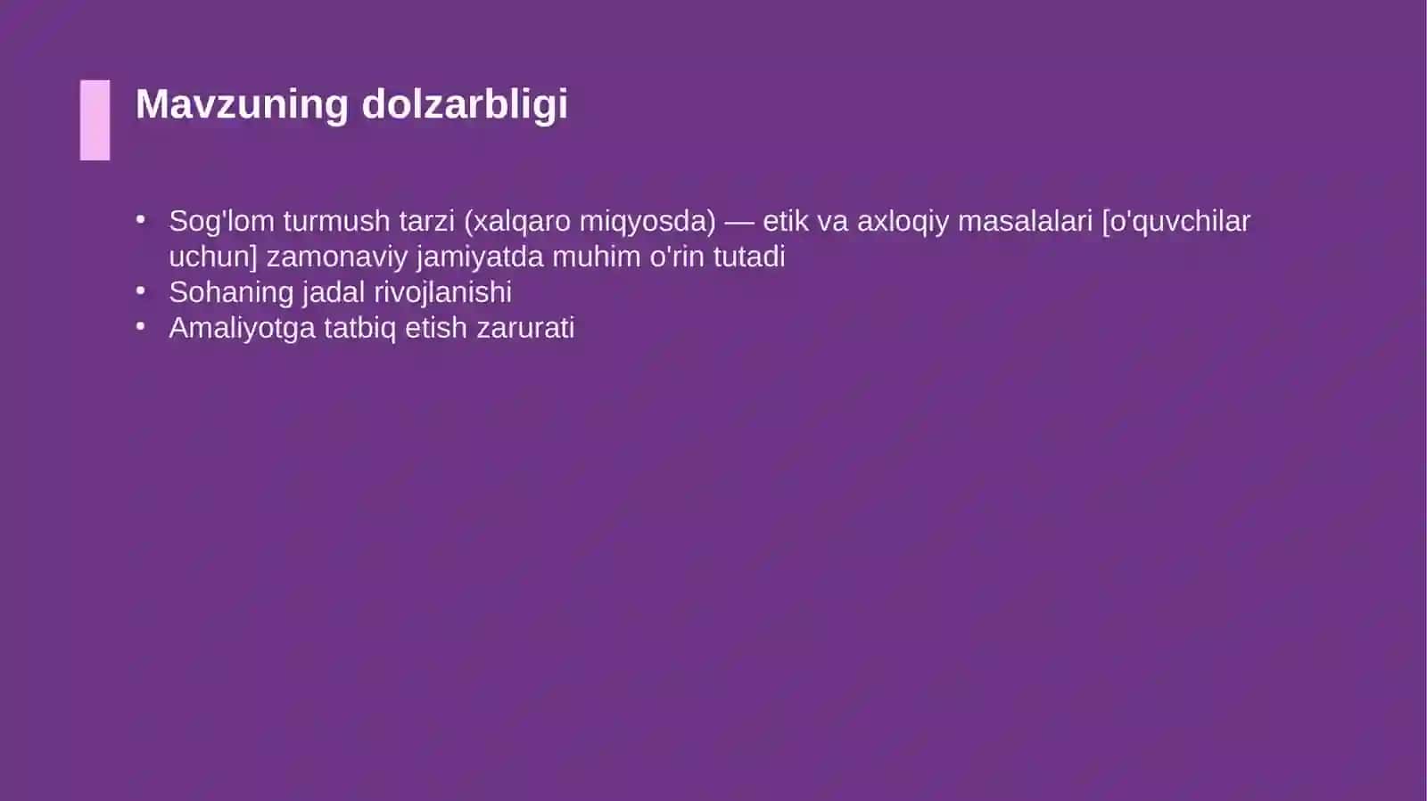 Sog'lom turmush tarzi (xalqaro miqyosda) — etik va axloqiy masalalari [o'quvchilar uchun] 4