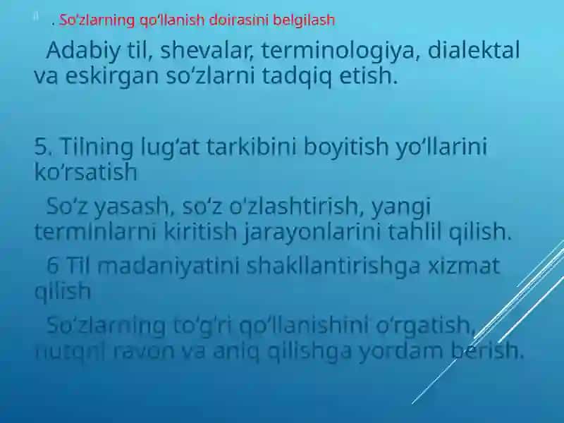 Leksikalogiya, So’zlarning to’g’ri va ko’chma manosi omonim, sinonim antonim paronim so’zlar.So’z va atama til va terminalogiya 4