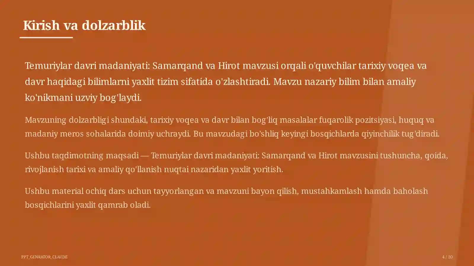 Temuriylar davri madaniyati: Samarqand va Hirot (8-sinf) 4